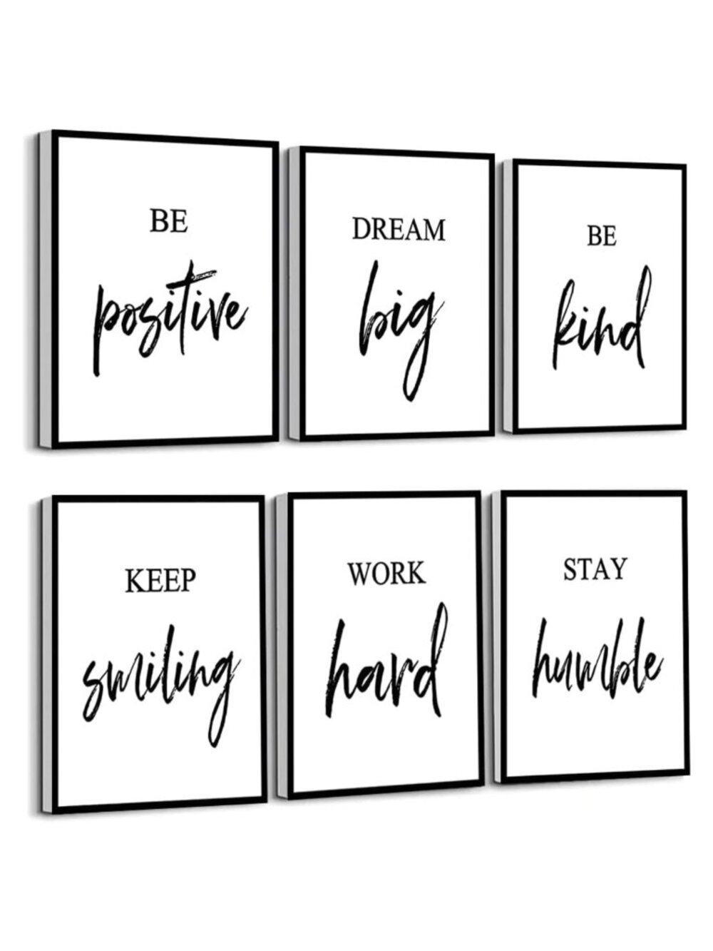 Framed Inspirational Canvas Wall Art Set of 6 8x10 Motivational Quote Prints